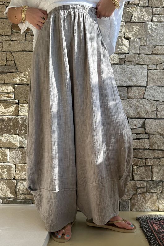 Tasha Cushion Cotton Balloon Barrel Pant Mocha